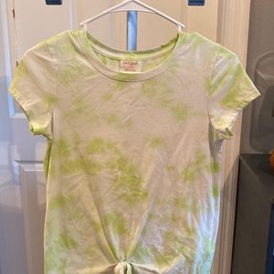 Green and white tie-dye shirt